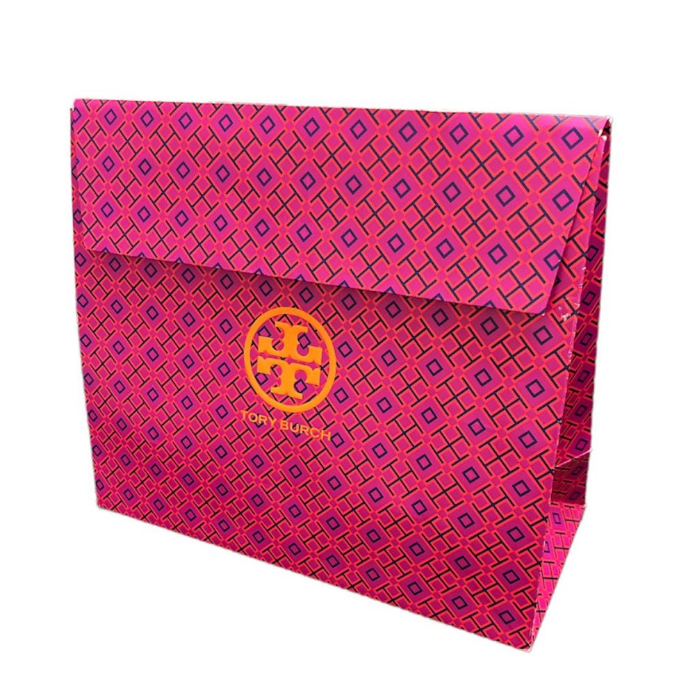 NEW Tory Burch Medium T Logo Gift Box Bag 12" x 10.5"x 5" - Red/Pink